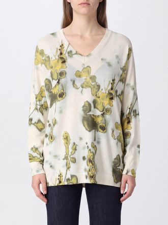 In Bed With You V-Neck Pullover Jumper in Pure Wool with Abstract Print