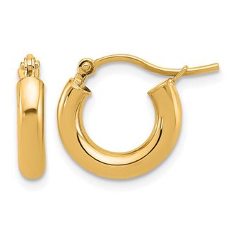 Diamond2Deal 14k Gold Polished 3mm Polished Hoop Earrings
