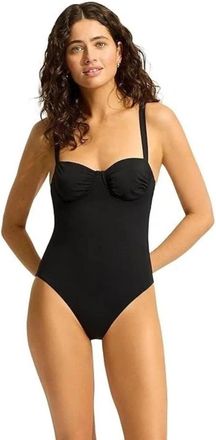 Seafolly Eco Collective Swimsuits Women Black Stretch Ruched One-Piece GBO1989