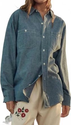 The Great. Road Long Sleeve Button Down Shirt In Shoreline
