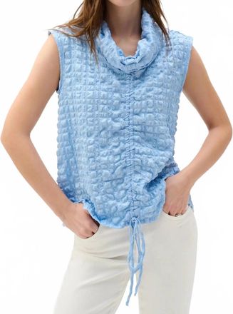 Joseph Ribkoff Bubble Jacquard Cowl Neck Top In Sky Blue
