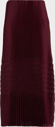 Lafayette 148 New York Straight Plisse Satin Midi Skirt