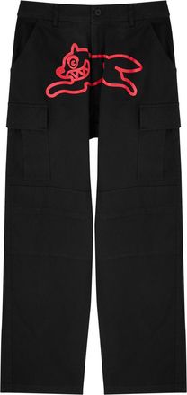 Ice Cream Ice Cream Running Dog Cotton Cargo Trousers - Black - L