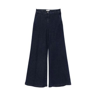 Via Masini 80 Denim Wide-Leg Broek - Dames - Broeken - Zwart - Maat: 2XL Denim