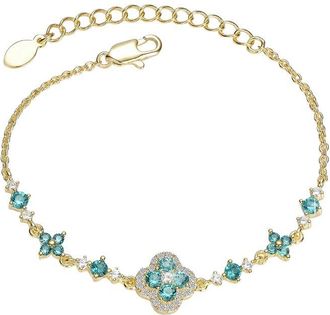 Rachel Glauber 14K Plated Cz Floral Design Bracelet