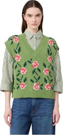 Max Mara Truien & Vesten, Dames, Groen, XL, Alamaro V-neck Truien