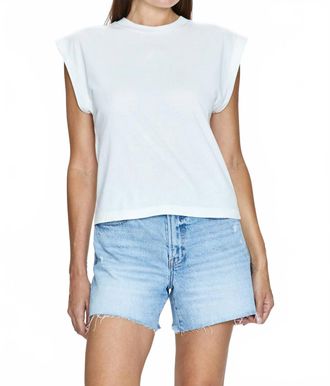 Pistola Denim Marina Wide Shoulder Muscle Tee Top In Le Blanc