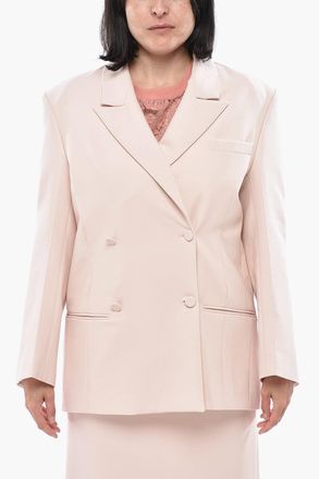 Super Blond Blazer Doppiopetto Oversized in Lana Vergine Stretch Super Blond
