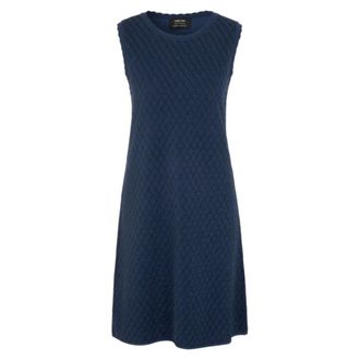 Marc Cain Fijngebreide jurk - Dames - Jurken - Blauw - Maat: S Wol