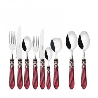 Bugatti Aladdin Ghiera Argento Anticato, Posate Set 44 Pz, Scatola - Ghiera: Argento - Colore: Rosso