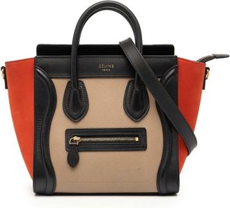 Celine Pre-owned Celine Nano Tricolor Nubuck and Drummed Calfskin Luggage Tote Ladies M7T8R28VDORVMGYA