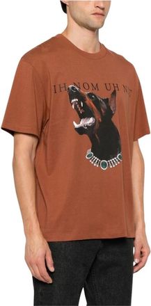 Ih Nom Uh Nit T-shirt met hondenprint - Heren - Tops - Bruin - Maat: L Zijde