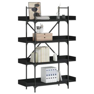 vidaXL Vidaxl - Librer&iacute;a De 4 Estantes Madera Ingenier&iacute;a Negro 100x33x145,5 Cm