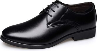 Generic Dress Oxford Shoes for Men Lace Up Round Toe Patent Leather Derby Shoes Slip Resistant Block Heel Anti-Slip Non Slip Low Top Classic(Black,8.5 UK)