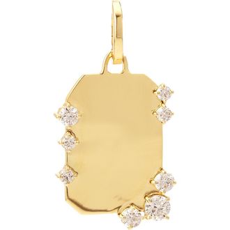 Adina Reyter Lab Grown Diamond Dog Tag Charm in Yellow Gold at Nordstrom