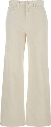 AG - Adriano Goldschmied Broeken, Dames, Wit, W28, Witte Fluwelen Broek Kora Geribbeld