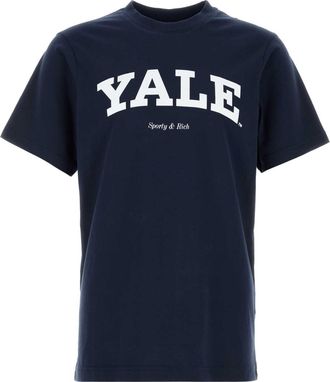 Sporty & Rich Navy Blue Cotton T Shirt