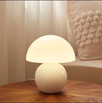 OEM L&aacute;mpara De Mesa Regulable Con Forma De Seta - L&aacute;mpara De Noche De Cristal Con Base De Cer&aacute;mica Para Dormitorio