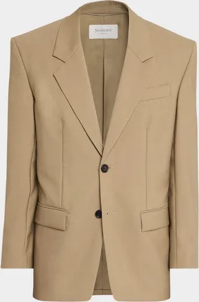 Saint Laurent Men & apos;s Wool and Mohair Oversized Two-Button Blazer