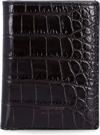 Tom Ford Green Croc-embossed Leather Cardholder