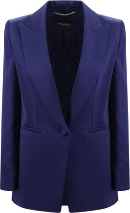 Max Mara Blauwe Cady Blazer met Reverskraag - Dames - Blazers - Blauw - L - Jassen