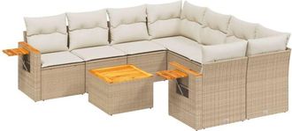 vidaXL Set De Sof&aacute;s De Jard&iacute;n 9 Pzas Con Cojines Rat&aacute;n Sint&eacute;tico Beige Vidaxl