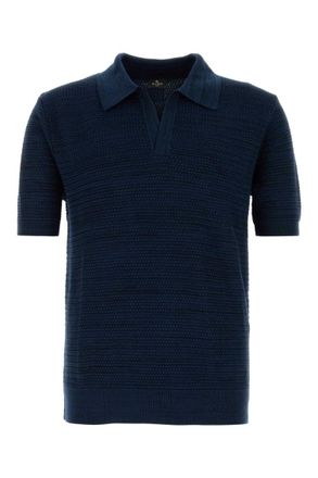 Etro Navy Blue Braided Polo