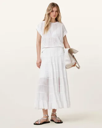 AllSaints Eva Tiered Midi Skirt