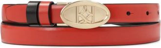 Kazar Tweekleurige riem met halfronde gesp met monogram - Dames - Riemen - Rood - 90 CM - Leer - Accessoires