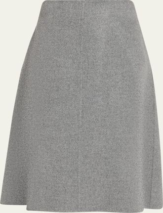 Khaite Nania Brushed Wool A-Line Skirt
