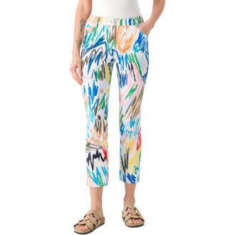 Akris Maru Scribble Print Tapered Leg Ankle Jeans in Cream-Multi at Nordstrom, Size 14