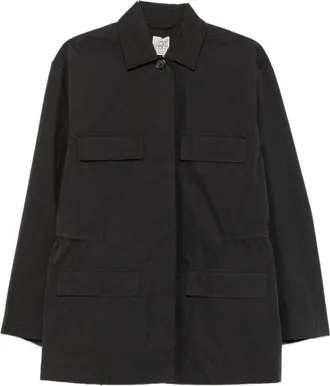 Toteme Black Shirt Collar Trench Coat