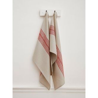 Solino Home Linen Kitchen Towels Set of 2, 17 x 26 - Farmhouse in Red And Natural at Nordstrom
