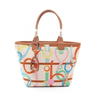 Herm&egrave;s Beige Ecru Lime Multi-Color Swift Leather Handbag Tote Bag (Pre-Owned)