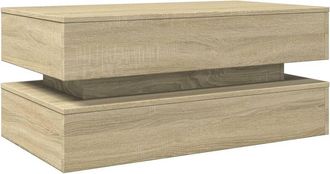 vidaXL Mesa de centro con luces led roble Sonoma 90x50x40 cm Vidaxl