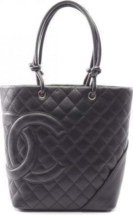 Chanel Black Leather Handbag Tote Bag (Pre-Owned)
