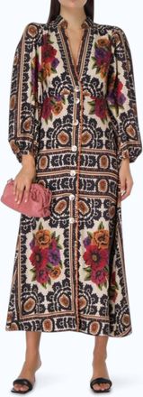Farm Rio Flower Tapestry Maxi Dress In Multi