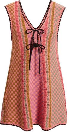 Free People Amalfi Twist Sleeveless Minidress in Pink Pop Combo at Nordstrom, Size X-Large
