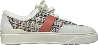Stuart Weitzman Tweed Accent Sneakers in Multicolor Leather