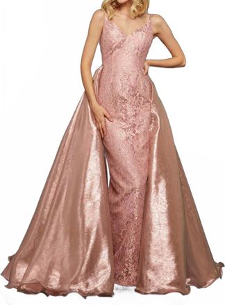 Sherri Hill Metallic Organza Ball Gown In Blush