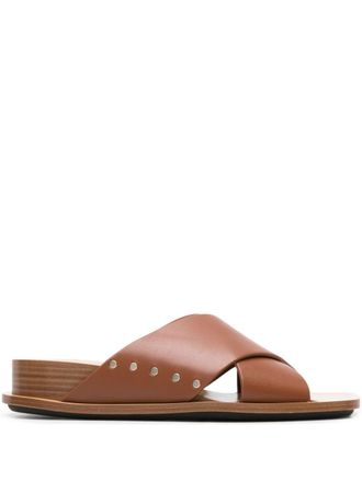 Fabiana Filippi Sandali slides con borchie - Marrone