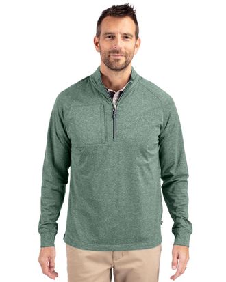 Cutter & Buck Adapt Eco Knit Heather Mens Quarter Zip Pullover