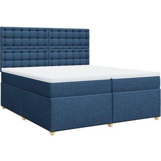 vidaXL Vidaxl - Cama Box Spring Con Colch&oacute;n Tela Azul 200x200 Cm