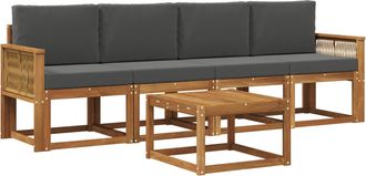 vidaXL Conjunto De Sof&aacute;s De Exterior 5 Uds. Natural Y Antracita Vidaxl