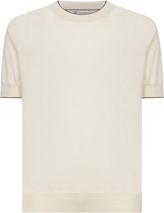 Brunello Cucinelli Cotton Lightweight Knit T-Shirt With Contrast Detai