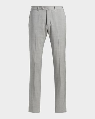 Emporio Armani Men & apos;s Wool Sharkskin Flat-Front Trousers