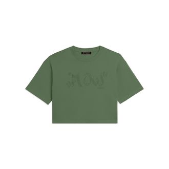 Freddy T-shirt Cropped con grafica FLOW e borchie