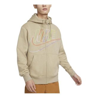 Nike Big Logo Sportswear Club Fleece Full-Zip Hoodie Khaki DX0536-247