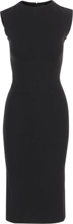 Jacquemus Alba Black Compact Jersey Gathered Back Midi Dress