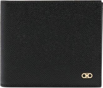 Ferragamo Bifold Micro Gancio Wallet Crafted from Textured Leather